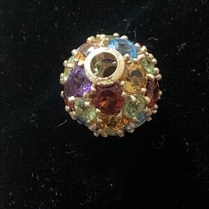 Multicolor Gemstone 14k gold slide pendant
